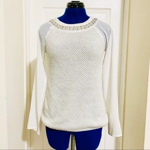 The Limited Rhinestone Collared Sweater